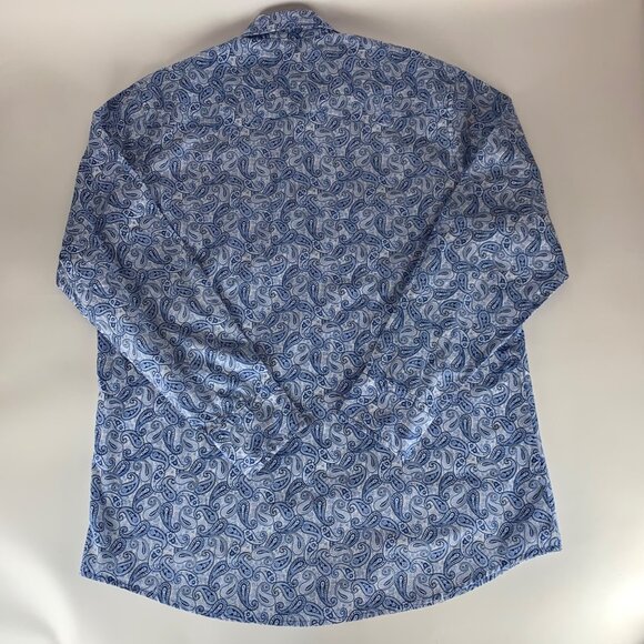 Wrangler Blue White Pearl Snap Long Sleeve Button Down Shirt Mens XLT - Picture 5 of 5